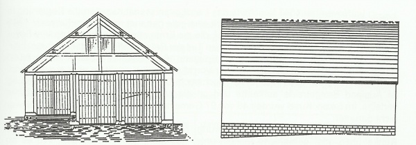 Dreschmaschinenschuppen im Jahr 1907